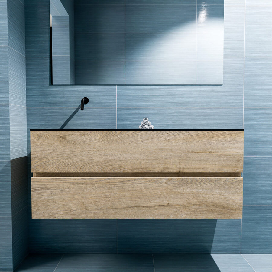 MONDIAZ ADA 120cm toiletmeubel washed oak. LEX wastafel urban positie links. Zonder kraangat - Afbeelding 3