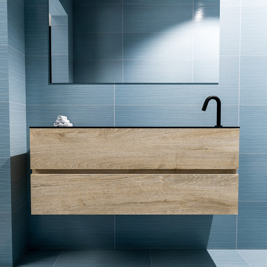 MONDIAZ ADA 120cm toiletmeubel washed oak. LEX wastafel urban positie rechts. Met 1 kraangat - Afbeelding 3