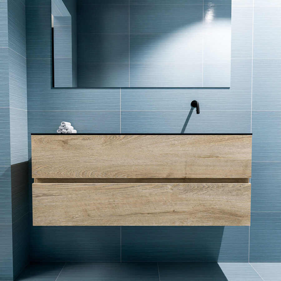 MONDIAZ ADA 120cm toiletmeubel washed oak. LEX wastafel urban positie rechts. Zonder kraangat - Afbeelding 3