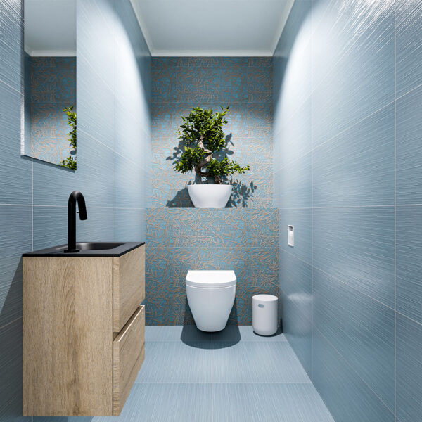 MONDIAZ ADA 40cm toiletmeubel washed oak. LEX wastafel urban positie rechts. Met 1 kraangat