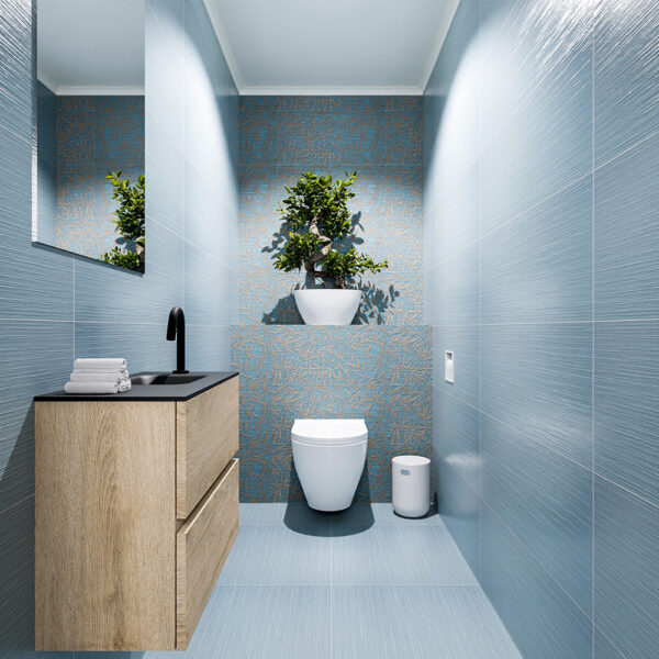MONDIAZ ADA 60cm toiletmeubel washed oak. LEX wastafel urban positie rechts. Met 1 kraangat