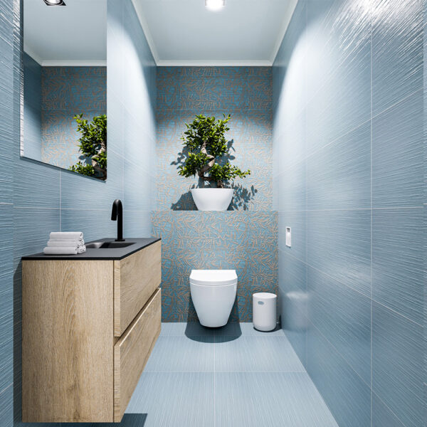 MONDIAZ ADA 80cm toiletmeubel washed oak. LEX wastafel urban positie midden. Met 1 kraangat