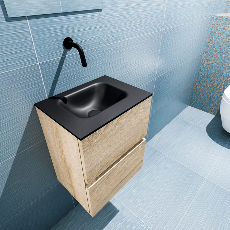 MONDIAZ ADA 40cm toiletmeubel washed oak. LEX wastafel urban positie midden. Zonder kraangat - Afbeelding 2