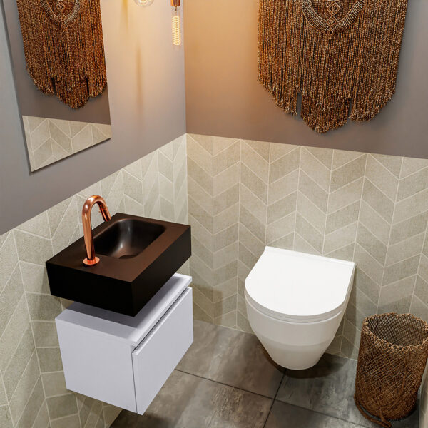MONDIAZ ANDOR 40cm toiletmeubel cale. LEX 40cm wastafel urban positie rechts. Met 1 kraangat