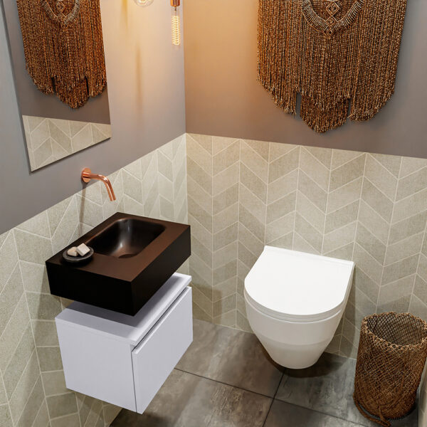 MONDIAZ ANDOR 40cm toiletmeubel cale. LEX 40cm wastafel urban positie rechts. Zonder kraangat