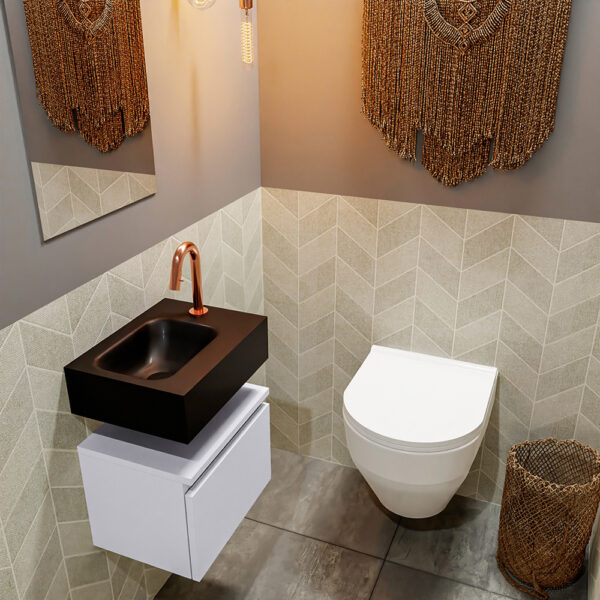 MONDIAZ ANDOR 40cm toiletmeubel cale. LEX 40cm wastafel urban positie links. Met 1 kraangat