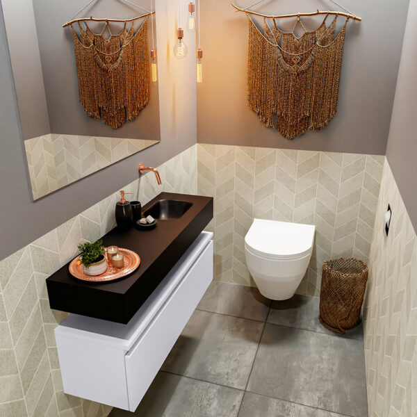 MONDIAZ ANDOR 100cm toiletmeubel cale. LEX 100cm wastafel urban positie rechts. Zonder kraangat