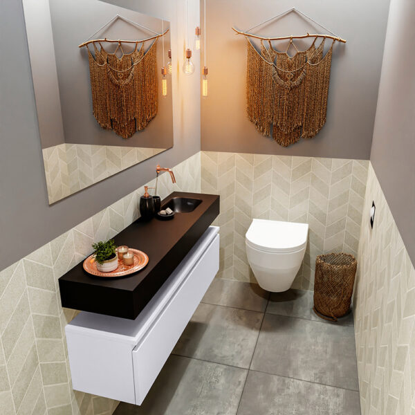 MONDIAZ ANDOR 120cm toiletmeubel cale. LEX 120cm wastafel urban positie rechts. Zonder kraangat