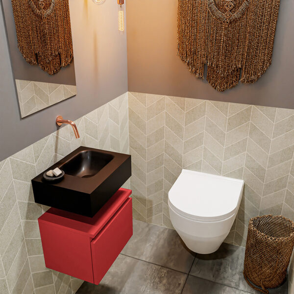 MONDIAZ ANDOR 40cm toiletmeubel fire. LEX 40cm wastafel urban positie rechts. Zonder kraangat
