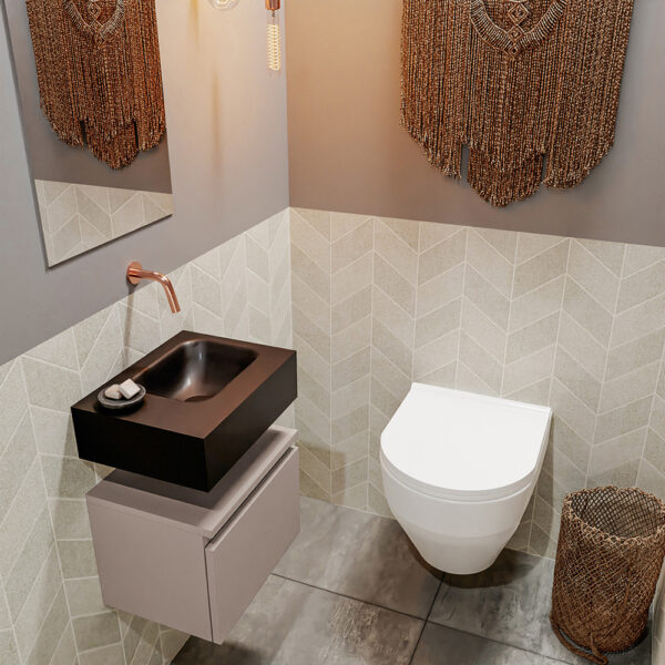 MONDIAZ ANDOR 40cm toiletmeubel smoke. LEX 40cm wastafel urban positie rechts. Zonder kraangat