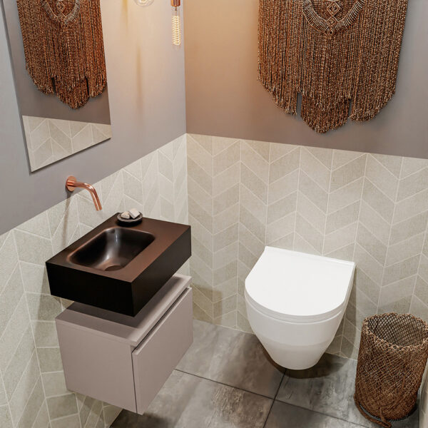 MONDIAZ ANDOR 40cm toiletmeubel smoke. LEX 40cm wastafel urban positie links. Zonder kraangat