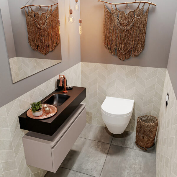 MONDIAZ ANDOR 80cm toiletmeubel smoke. LEX 80cm wastafel urban positie midden. Met 1 kraangat
