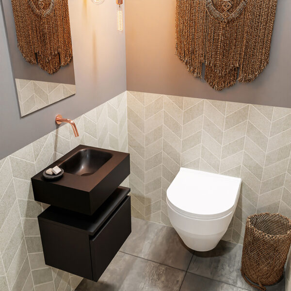 MONDIAZ ANDOR 40cm toiletmeubel urban. LEX 40cm wastafel urban positie rechts. Zonder kraangat