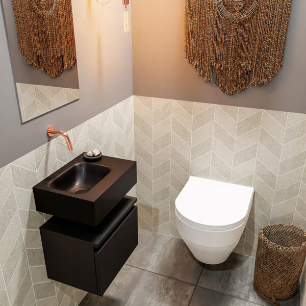 MONDIAZ ANDOR 40cm toiletmeubel urban. LEX 40cm wastafel urban positie links. Zonder kraangat