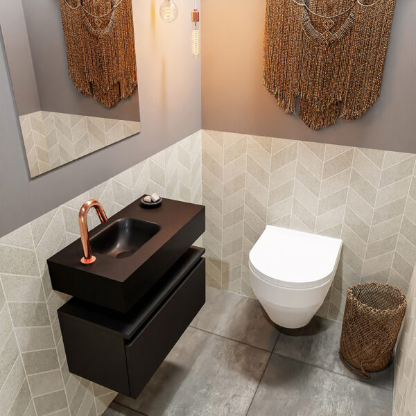 MONDIAZ ANDOR 60cm toiletmeubel urban. LEX 60cm wastafel urban positie links. Met 1 kraangat