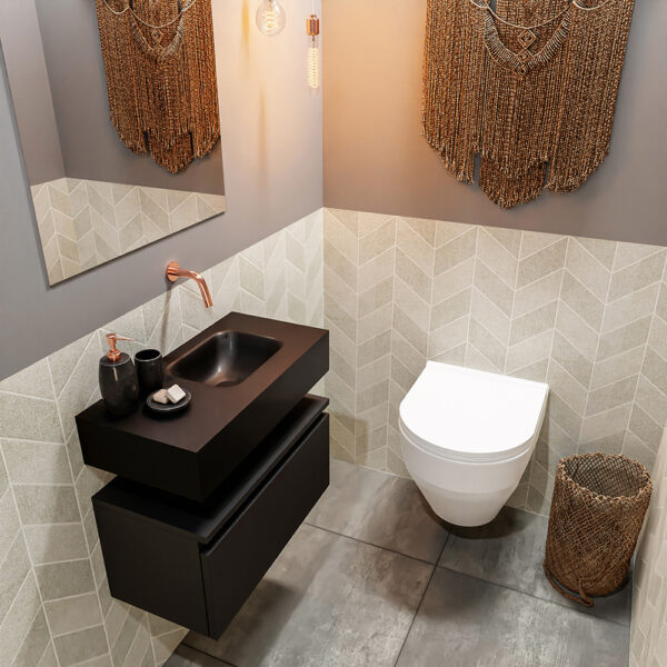 MONDIAZ ANDOR 60cm toiletmeubel urban. LEX 60cm wastafel urban positie rechts. Zonder kraangat