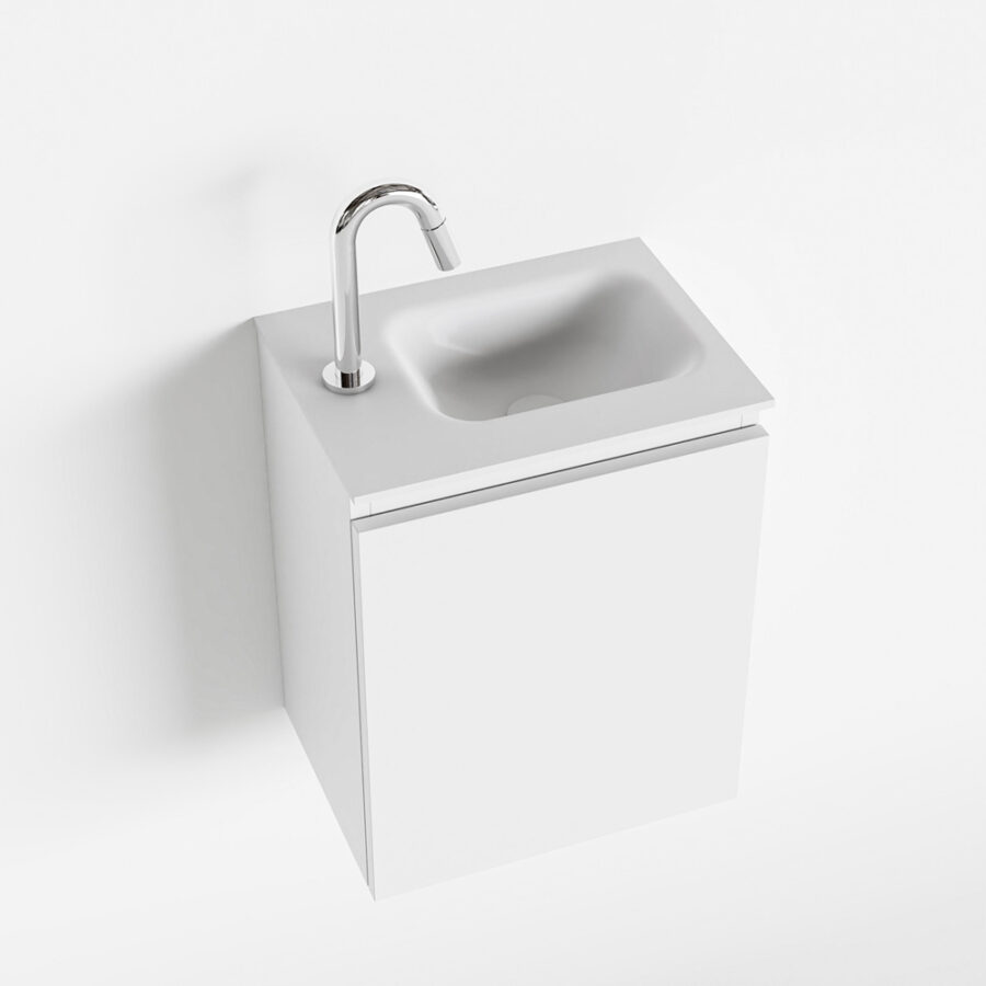 MONDIAZ OLAN 40cm toiletmeubel talc. LEX wastafel talc positie rechts. Met 1 kraangat - Afbeelding 4