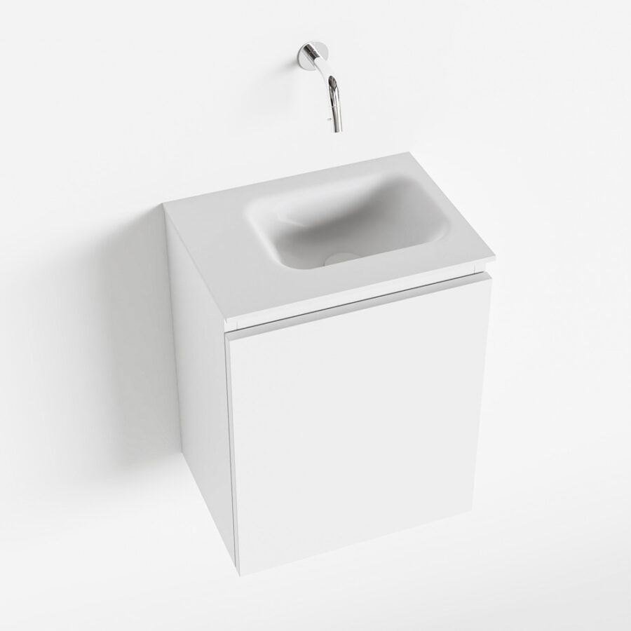 MONDIAZ OLAN 40cm toiletmeubel talc. LEX wastafel talc positie rechts. Zonder kraangat - Afbeelding 4