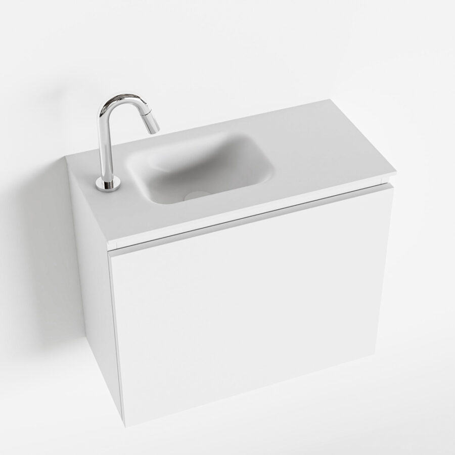 MONDIAZ OLAN 60cm toiletmeubel talc. LEX wastafel talc positie links. Met 1 kraangat - Afbeelding 4