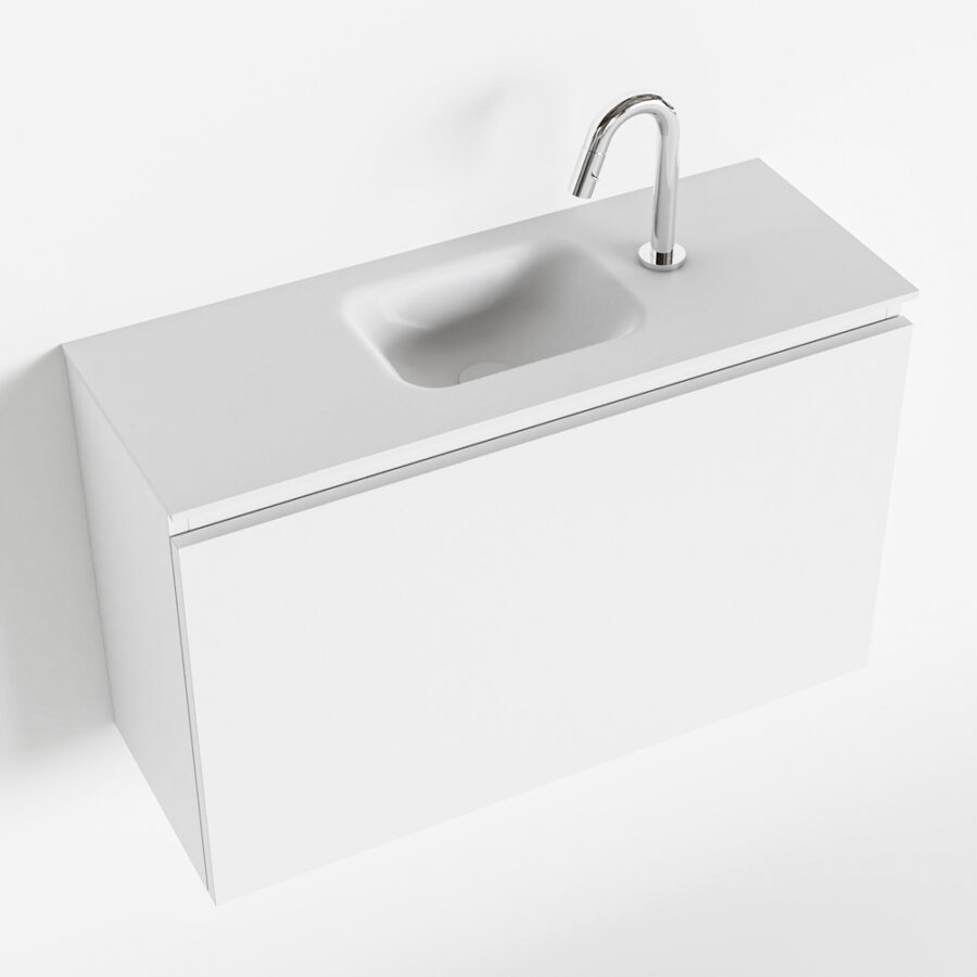 MONDIAZ OLAN 80cm toiletmeubel talc. LEX wastafel talc positie midden. Met 1 kraangat - Afbeelding 4