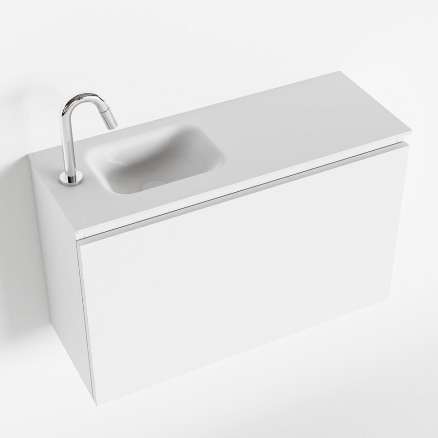 MONDIAZ OLAN 80cm toiletmeubel talc. LEX wastafel talc positie links. Met 1 kraangat - Afbeelding 4