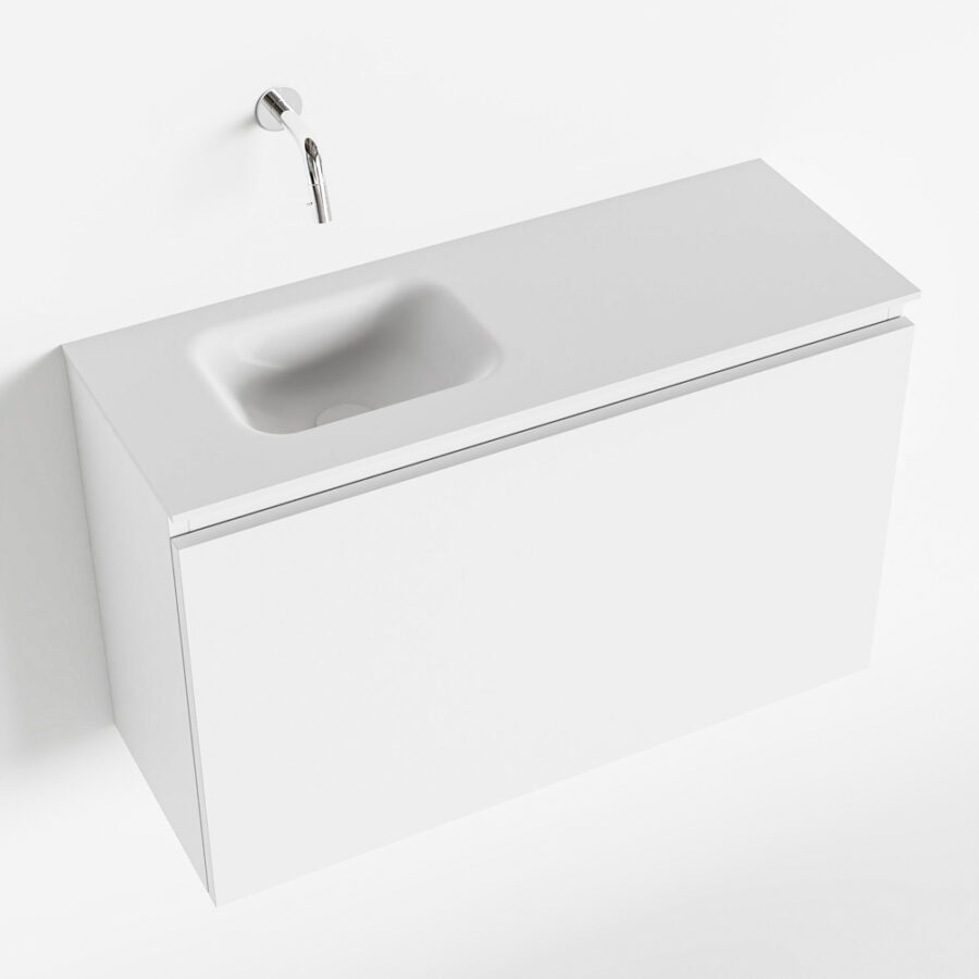 MONDIAZ OLAN 80cm toiletmeubel talc. LEX wastafel talc positie links. Zonder kraangat - Afbeelding 4