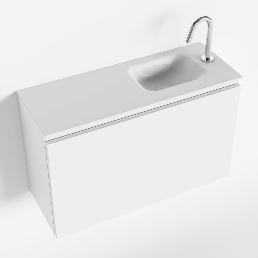 MONDIAZ OLAN 80cm toiletmeubel talc. LEX wastafel talc positie rechts. Met 1 kraangat - Afbeelding 4