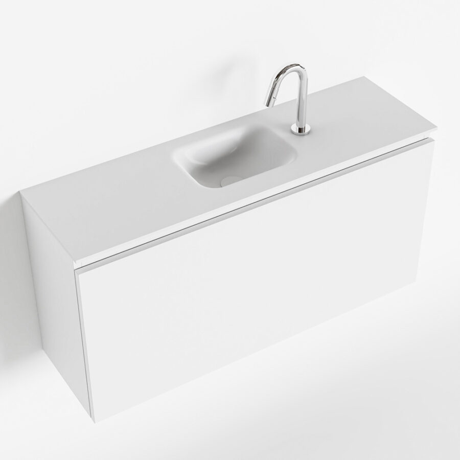 MONDIAZ OLAN 100cm toiletmeubel talc. LEX wastafel talc positie midden. Met 1 kraangat - Afbeelding 4
