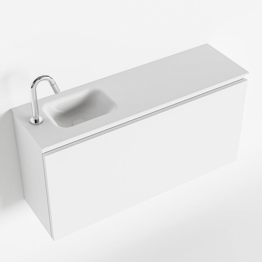 MONDIAZ OLAN 100cm toiletmeubel talc. LEX wastafel talc positie links. Met 1 kraangat - Afbeelding 4