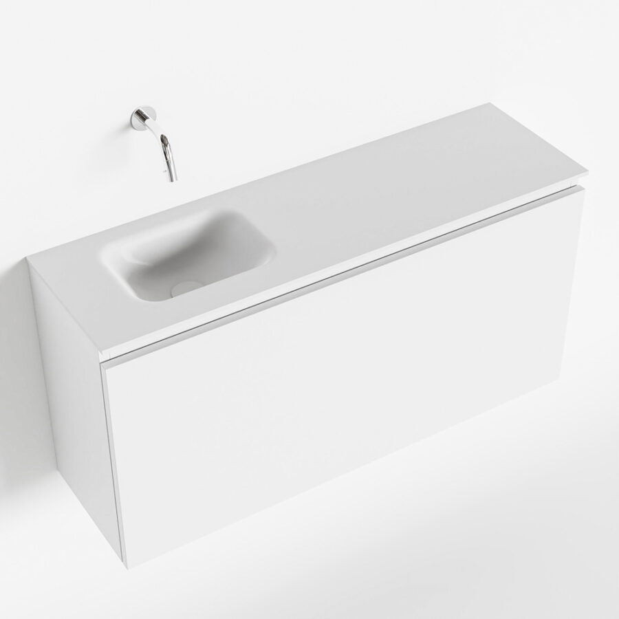 MONDIAZ OLAN 100cm toiletmeubel talc. LEX wastafel talc positie links. Zonder kraangat - Afbeelding 4