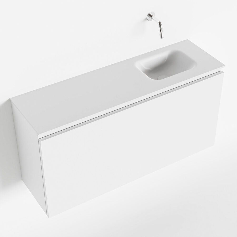 MONDIAZ OLAN 100cm toiletmeubel talc. LEX wastafel talc positie rechts. Zonder kraangat - Afbeelding 4