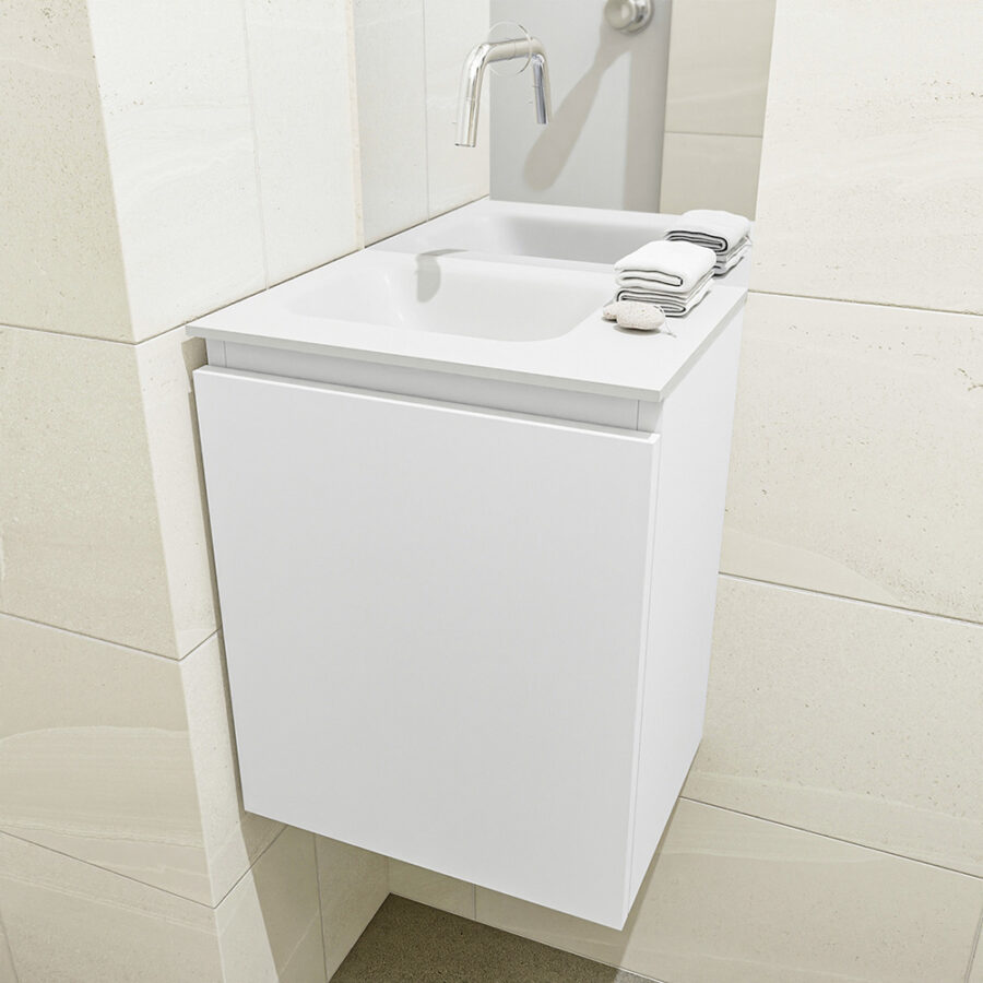 MONDIAZ OLAN 40cm toiletmeubel talc. LEX wastafel talc positie links. Zonder kraangat - Afbeelding 3