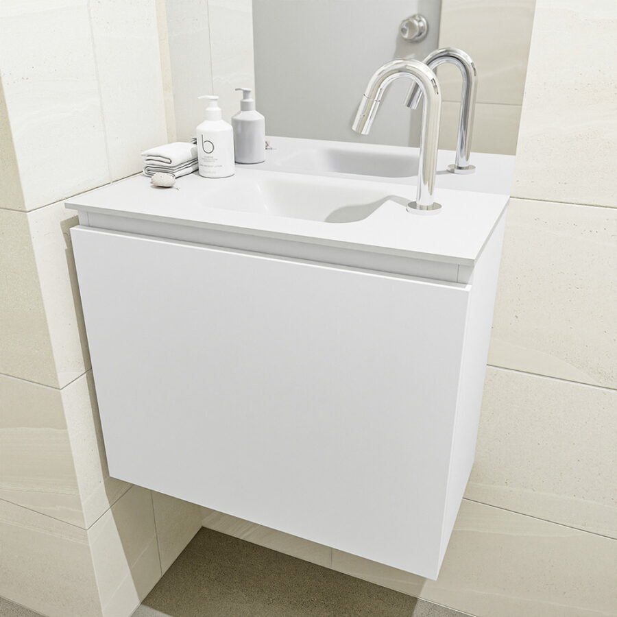 MONDIAZ OLAN 60cm toiletmeubel talc. LEX wastafel talc positie midden. Met 1 kraangat - Afbeelding 3