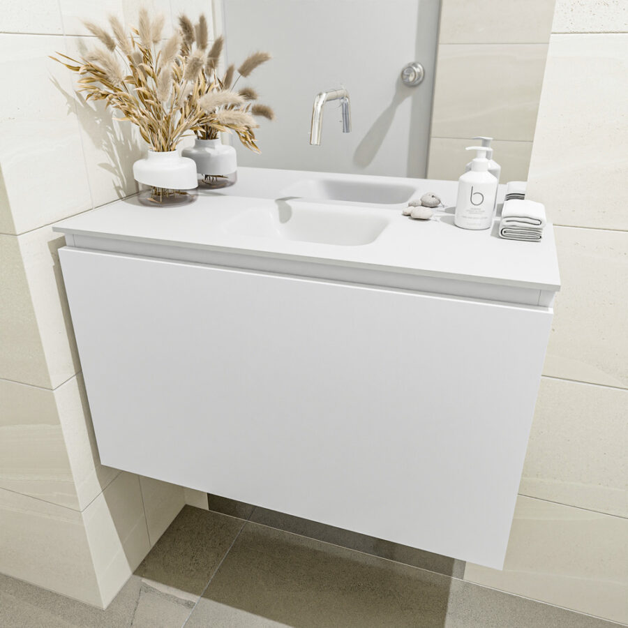 MONDIAZ OLAN 80cm toiletmeubel talc. LEX wastafel talc positie midden. Zonder kraangat - Afbeelding 3