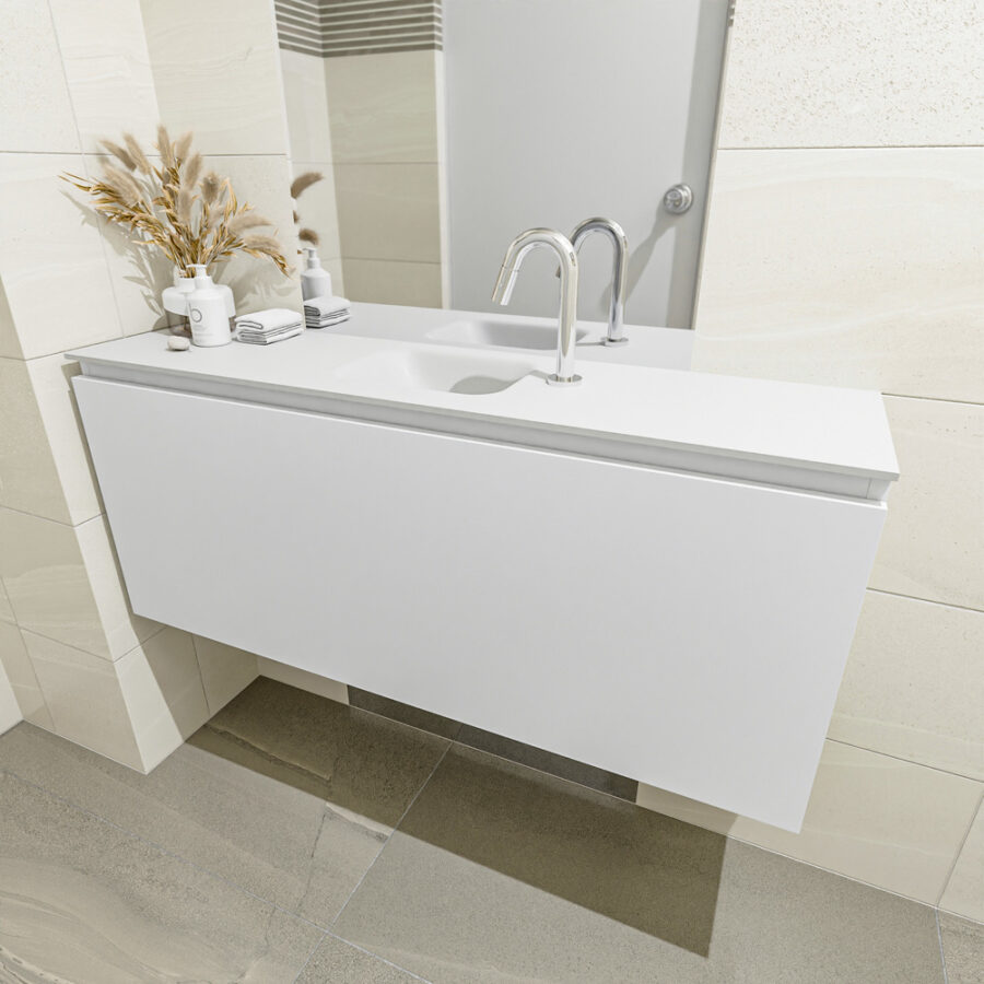 MONDIAZ OLAN 120cm toiletmeubel talc. LEX wastafel talc positie midden. Met 1 kraangat - Afbeelding 3