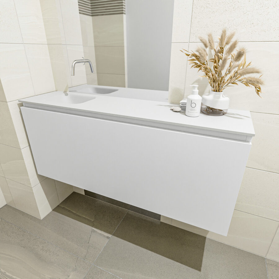MONDIAZ OLAN 120cm toiletmeubel talc. LEX wastafel talc positie links. Zonder kraangat - Afbeelding 3