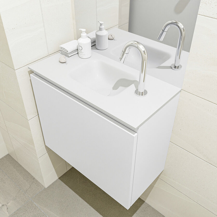 MONDIAZ OLAN 60cm toiletmeubel talc. LEX wastafel talc positie midden. Met 1 kraangat - Afbeelding 2