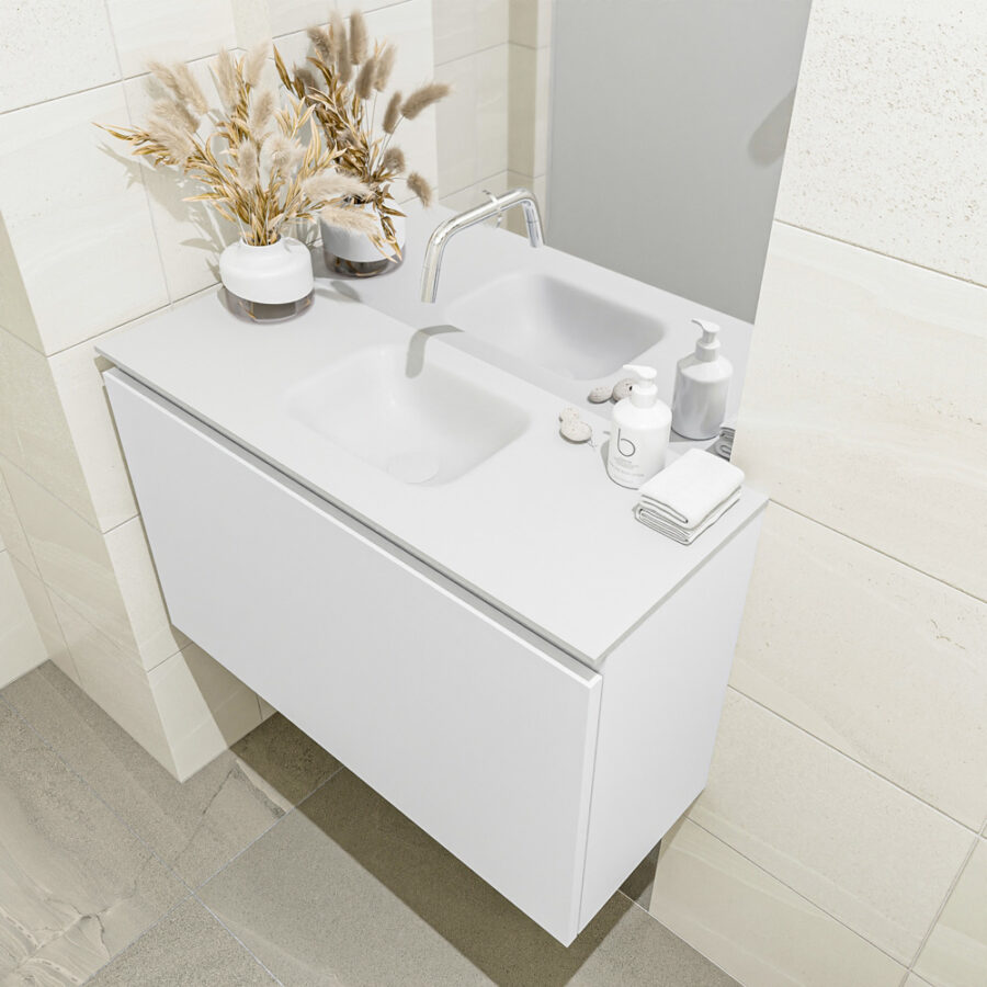 MONDIAZ OLAN 80cm toiletmeubel talc. LEX wastafel talc positie midden. Zonder kraangat - Afbeelding 2