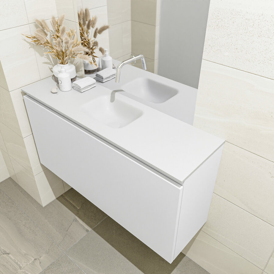 MONDIAZ OLAN 100cm toiletmeubel talc. LEX wastafel talc positie midden. Zonder kraangat - Afbeelding 2