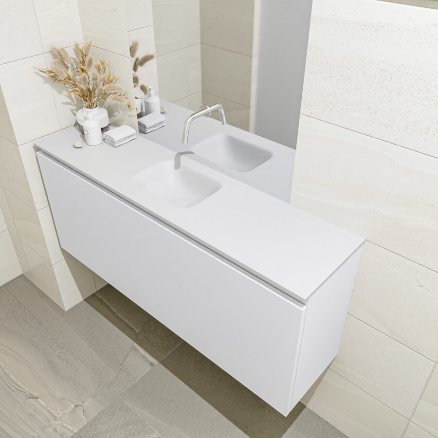 MONDIAZ OLAN 120cm toiletmeubel talc. LEX wastafel talc positie midden. Zonder kraangat - Afbeelding 2