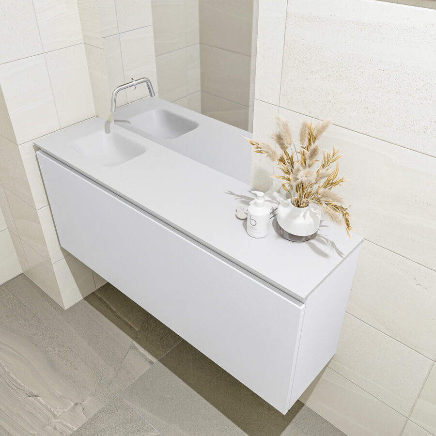 MONDIAZ OLAN 120cm toiletmeubel talc. LEX wastafel talc positie links. Zonder kraangat - Afbeelding 2