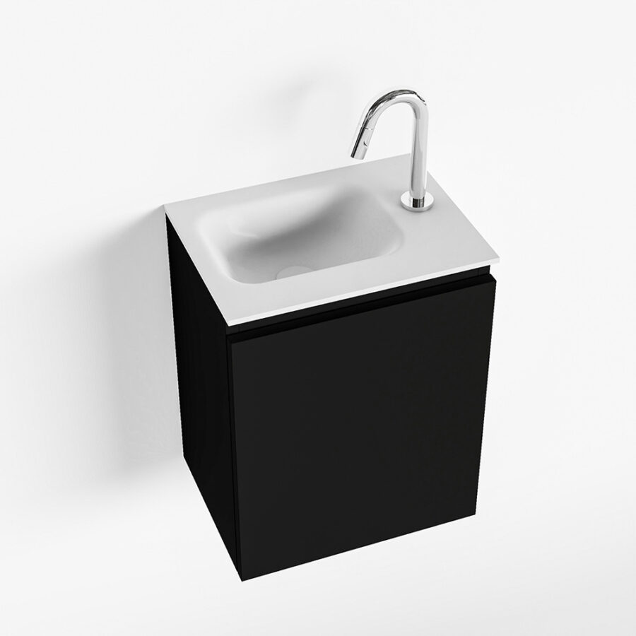 MONDIAZ OLAN 40cm toiletmeubel urban. LEX wastafel talc positie links. Met 1 kraangat - Afbeelding 4