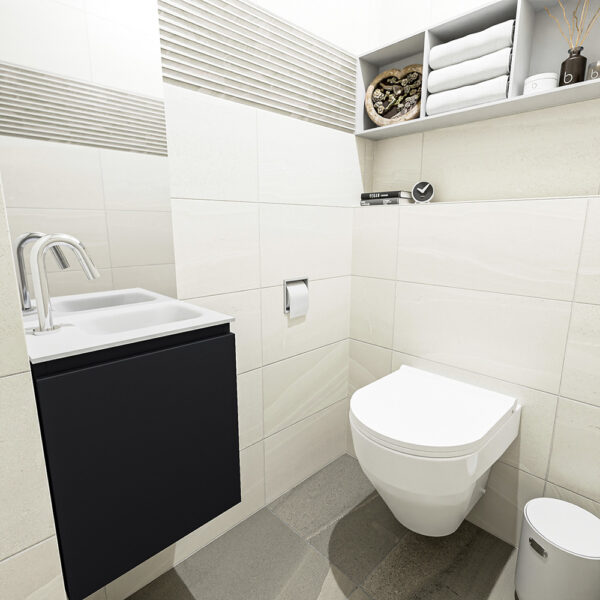 MONDIAZ OLAN 40cm toiletmeubel urban. LEX wastafel talc positie rechts. Met 1 kraangat