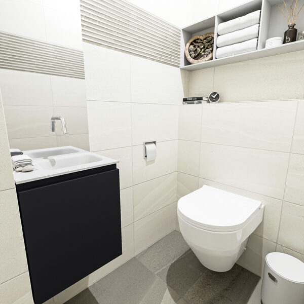 MONDIAZ OLAN 40cm toiletmeubel urban. LEX wastafel talc positie rechts. Zonder kraangat
