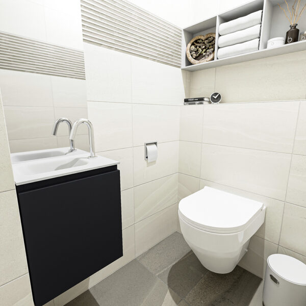 MONDIAZ OLAN 40cm toiletmeubel urban. LEX wastafel talc positie links. Met 1 kraangat
