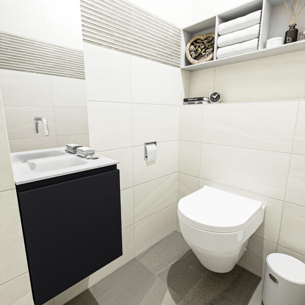 MONDIAZ OLAN 40cm toiletmeubel urban. LEX wastafel talc positie links. Zonder kraangat