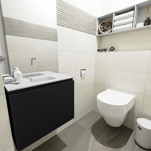 MONDIAZ OLAN 60cm toiletmeubel urban. LEX wastafel talc positie midden. Zonder kraangat