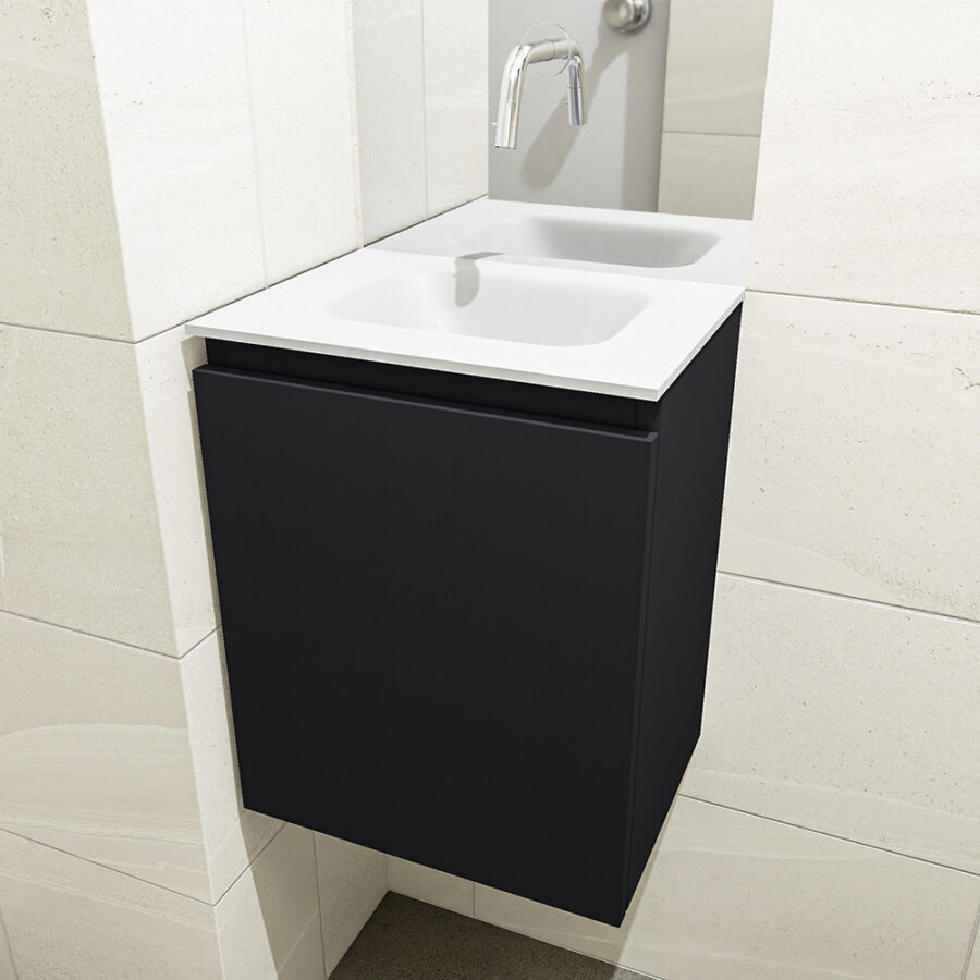 MONDIAZ OLAN 40cm toiletmeubel urban. LEX wastafel talc positie midden. Zonder kraangat - Afbeelding 3