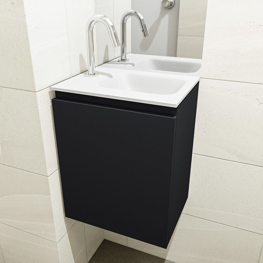 MONDIAZ OLAN 40cm toiletmeubel urban. LEX wastafel talc positie rechts. Met 1 kraangat - Afbeelding 3