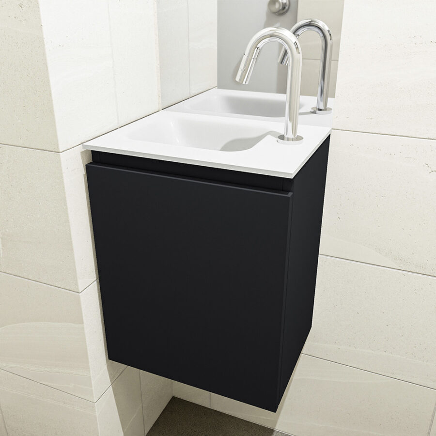 MONDIAZ OLAN 40cm toiletmeubel urban. LEX wastafel talc positie links. Met 1 kraangat - Afbeelding 3